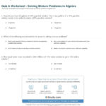 Quiz  Worksheet  Solving Mixture Problems In Algebra  Study Also Mixture Problems Worksheet