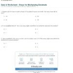Quiz  Worksheet  Steps For Multiplying Decimals  Study With Multiplying Decimals Worksheet