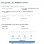 Quiz  Worksheet  The Constitutional Convention  Study For The Constitutional Convention Worksheet