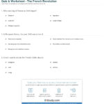 Quiz  Worksheet  The French Revolution  Study And The French Revolution History Channel Worksheet