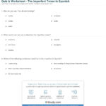 Quiz  Worksheet  The Imperfect Tense In Spanish  Study In The Imperfect Tense In Spanish Worksheet Answer Key
