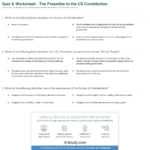 Quiz  Worksheet  The Preamble To The Us Constitution  Study Regarding The Constitution Worksheet Answers