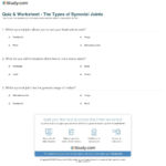 Quiz  Worksheet  The Types Of Synovial Joints  Study Along With Joints And Movement Worksheet
