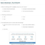 Quiz  Worksheet  The Us Senate  Study With The Senate Worksheet Answers
