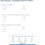 Quiz  Worksheet  Travelrelated Vocabulary In Spanish  Study Also Spanish 1 Worksheets
