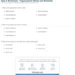 Quiz  Worksheet  Trigonometric Ratios And Similarity  Study Pertaining To Worksheet Trigonometric Ratios Sohcahtoa Answer Key