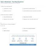 Quiz  Worksheet  Twostep Equations  Study As Well As 2 Step Equations Worksheet