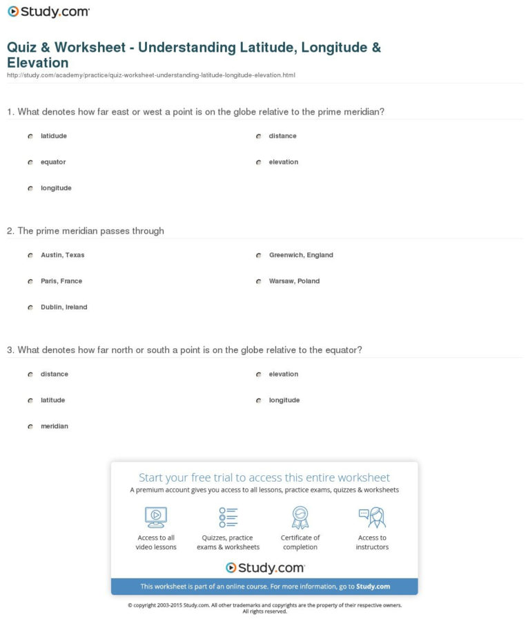 Latitude And Longitude Practice Worksheets — excelguider.com