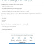 Quiz Worksheet Writing Thesis Statements In Spanish Study Com Inside Spanish Worksheets Pdf