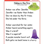 Reading Comprehension Worksheet  Hiding In The Firs And Kindergarten Reading Comprehension Worksheets