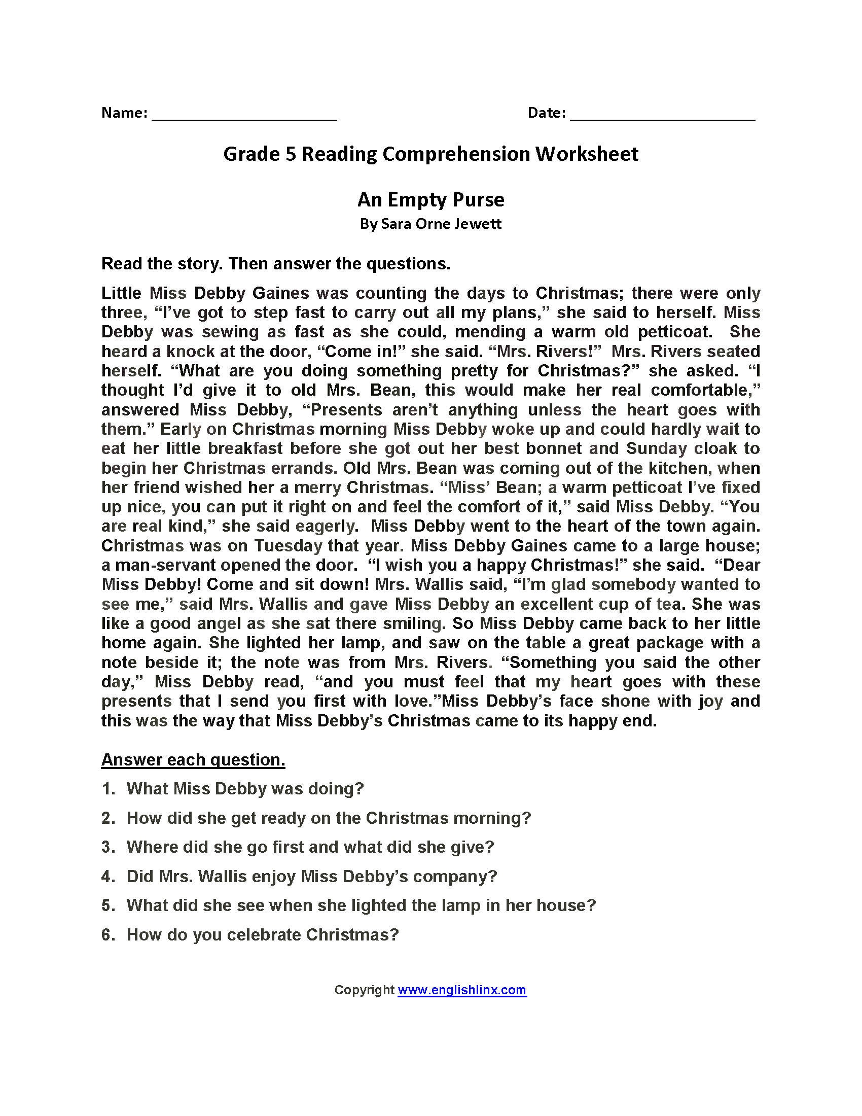 Reading Worksheets  Fifth Grade Reading Worksheets Also Grade 5 Reading Comprehension Worksheets Pdf
