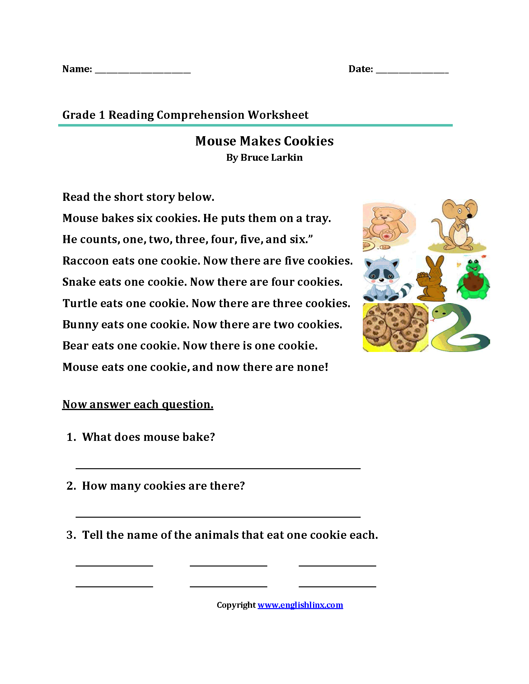 Reading Worksheets  First Grade Reading Worksheets Within First Grade Reading Comprehension Worksheets