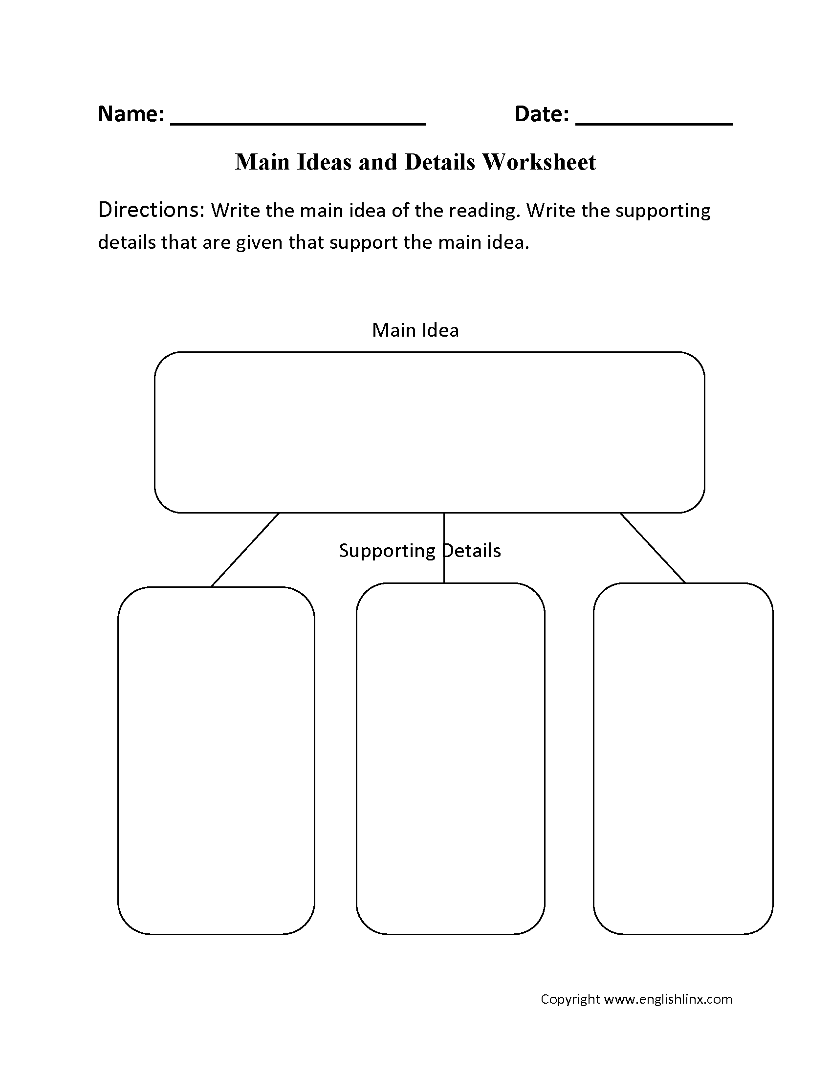 Reading Worksheets  Main Idea Worksheets And Main Idea And Supporting Details Worksheets Pdf