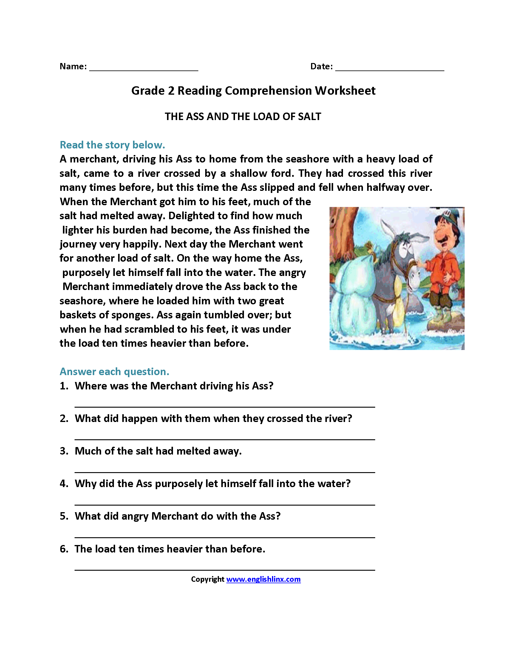 Reading Worksheets  Second Grade Reading Worksheets Inside Second Grade Reading Comprehension Worksheets