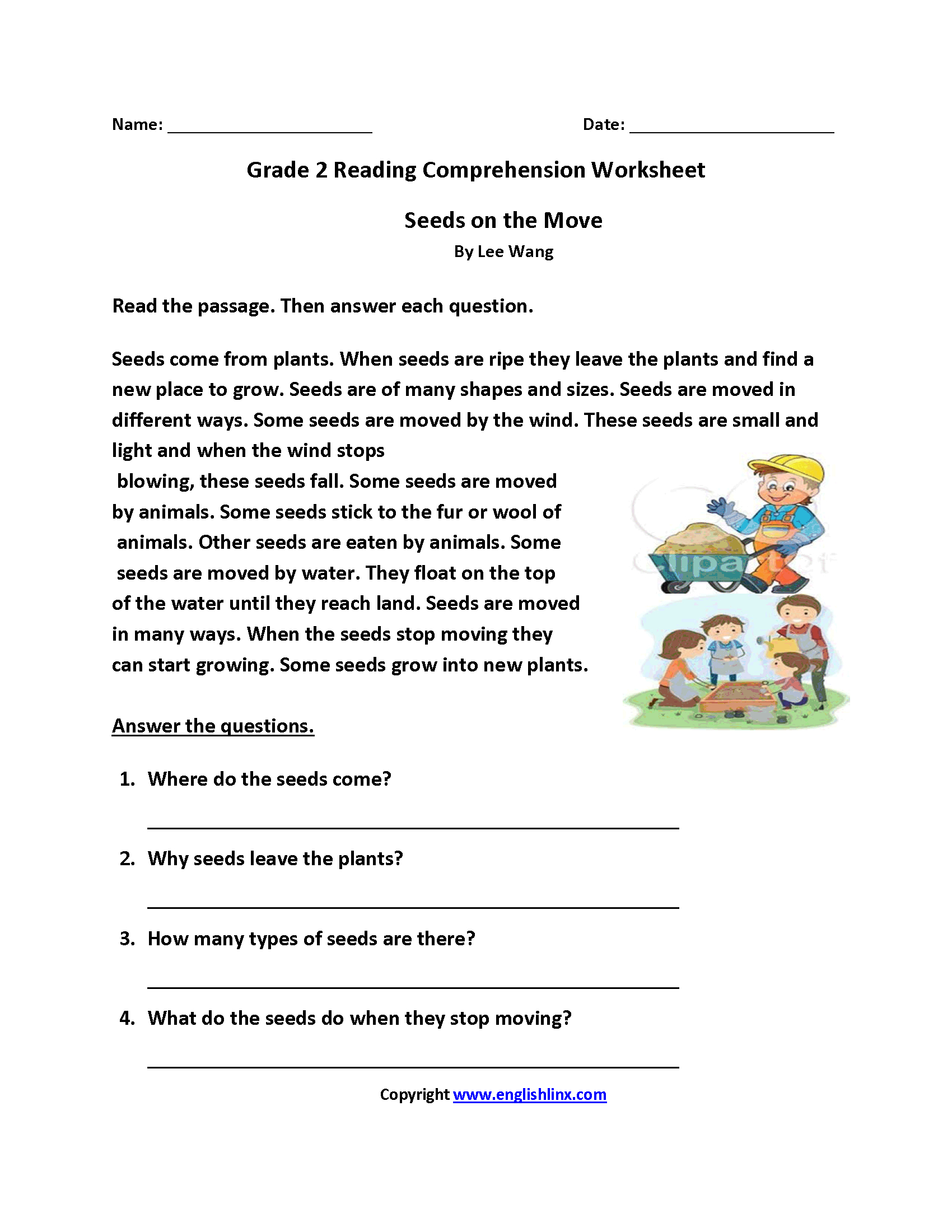 Reading Worksheets  Second Grade Reading Worksheets Or Grade 2 Reading Comprehension Worksheets