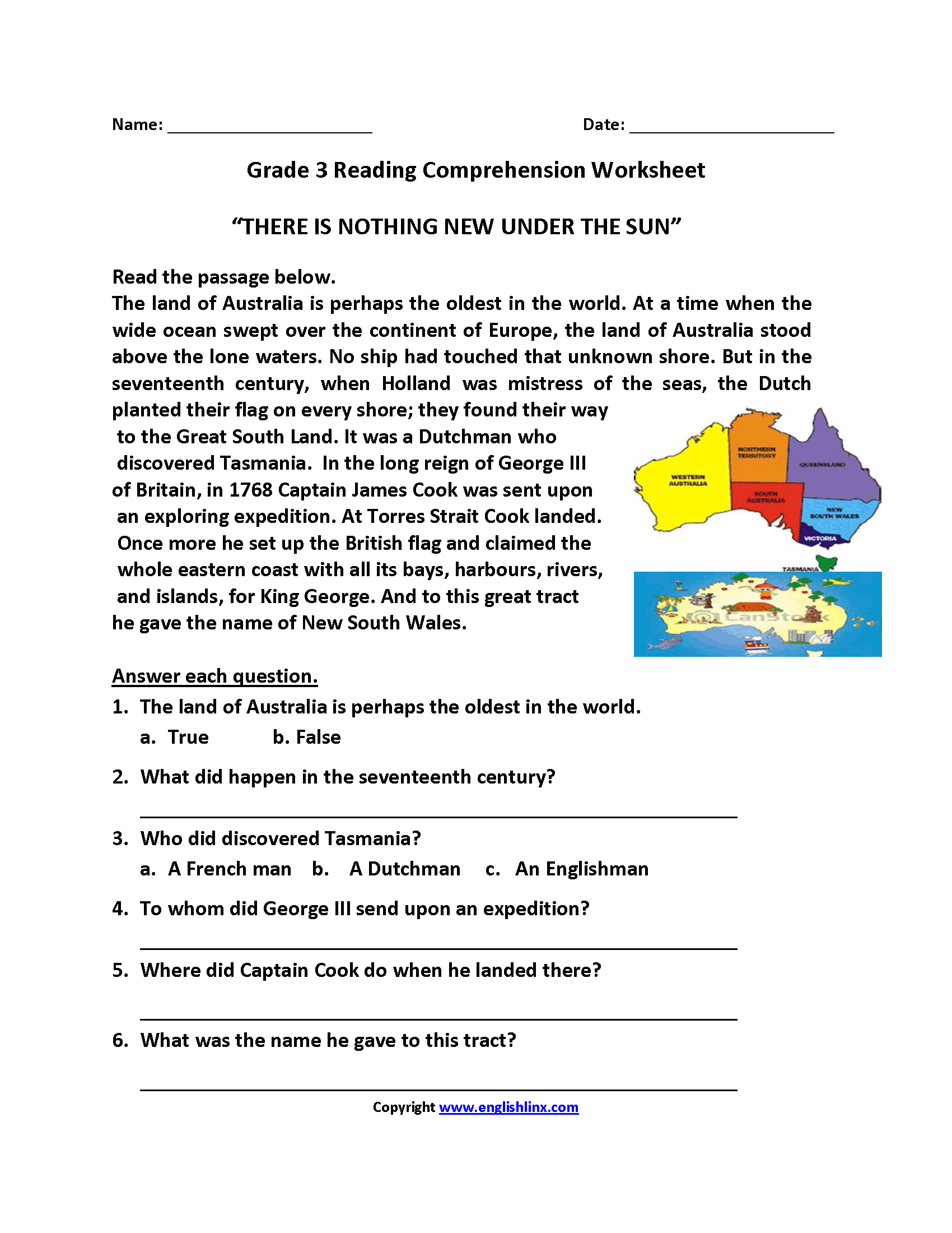 Reading Worksheets  Third Grade Reading Worksheets Also Reading Comprehension Worksheets For Grade 3 Pdf