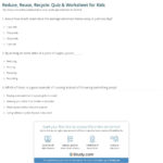Reduce Reuse Recycle Quiz  Worksheet For Kids  Study In Recycling Worksheets For Kids