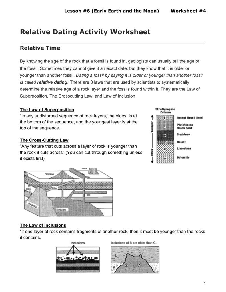 Relative Dating Activity Worksheet With Fossils And Relative Dating Worksheet