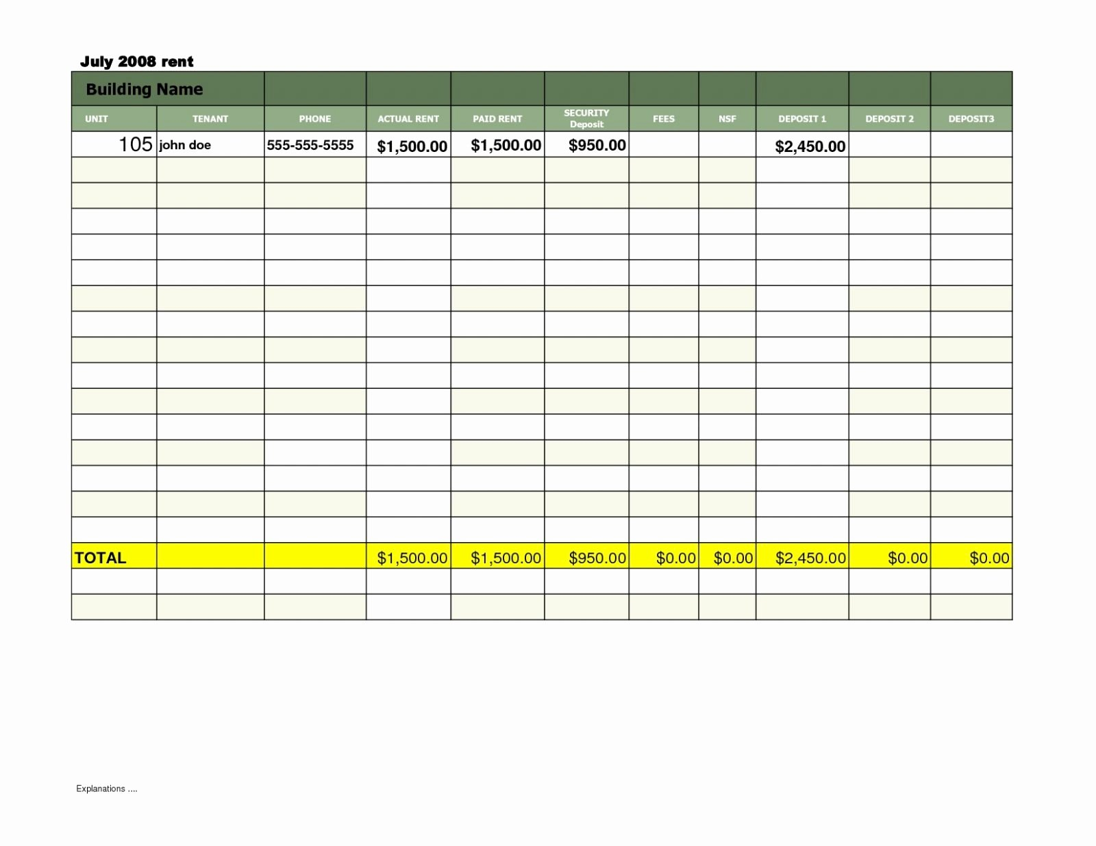 Rent Collection Spreadsheet 2018 Spreadsheet Templates ... Intended For Monthly Rent Collection Spreadsheet Template