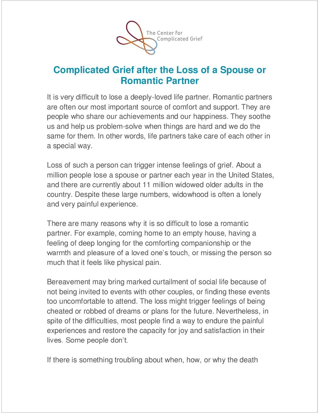 Resources  The Center For Complicated Grief For Grief Therapy Worksheets