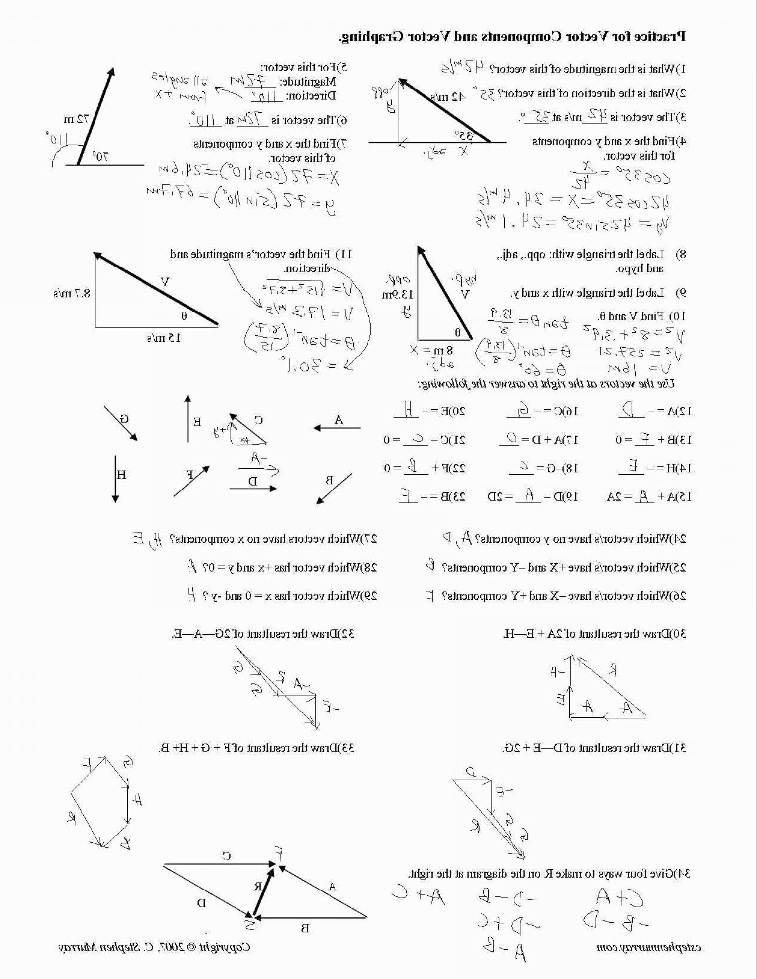 Resultant Vectors Worksheets Answers  Geekchicpro Or Vectors Worksheet With Answers
