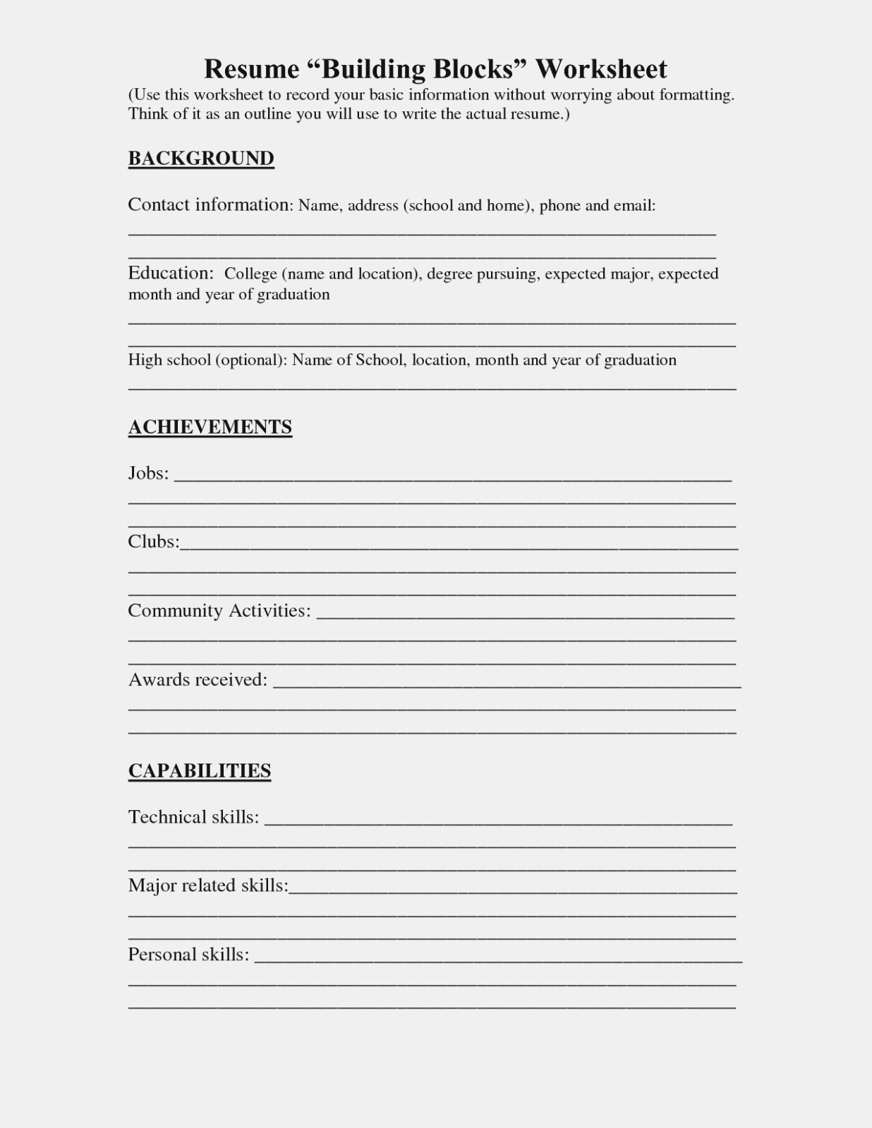 Resume Worksheet Printable Spectacular Cover Letter Worksheet For Together With Cover Letter Worksheet For High School Students