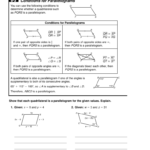 Reteach Conditions For Parallelograms 63 Intended For Conditions For Parallelograms Worksheet