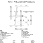 Romeo And Juliet Act I Vocabulary Crossword  Wordmint Or Romeo And Juliet Act 1 Vocabulary Worksheet Answers