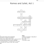 Romeo And Juliet Act I Vocabulary Crossword  Wordmint Within Romeo And Juliet Act 1 Vocabulary Worksheet Answers