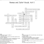 Romeo And Juliet Vocab Act 1 Crossword  Wordmint As Well As Romeo And Juliet Act 1 Vocabulary Worksheet Answers