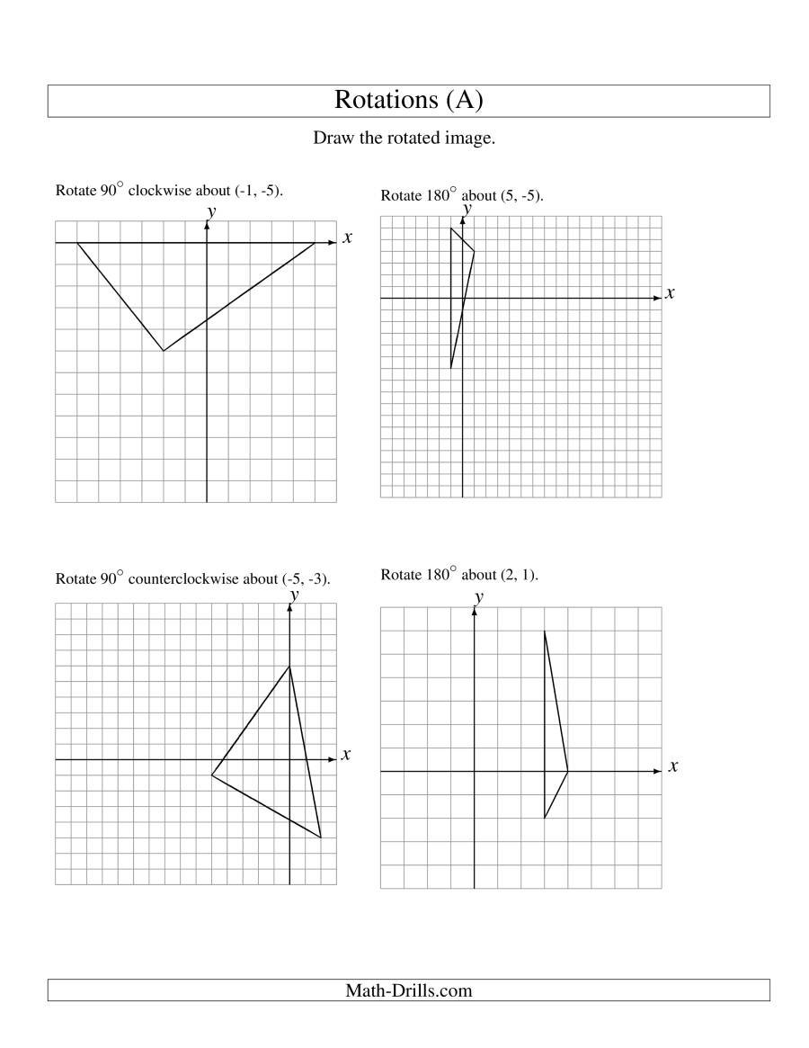 Rotation Of 3 Vertices Around Any Point A Also Geometry Transformations Worksheet