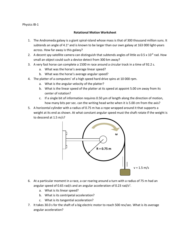 Rotational Motion Ws Inside Rotational Motion Worksheet Answer Key