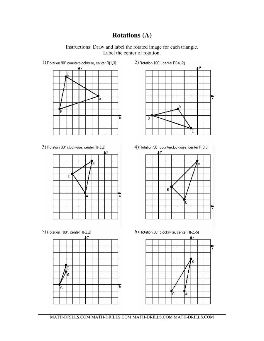 Rotations Old Version A With Geometry Transformations Worksheet