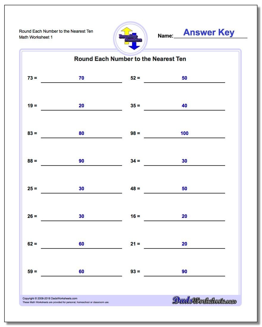 Rounding Numbers Along With Estimation Practice Worksheet
