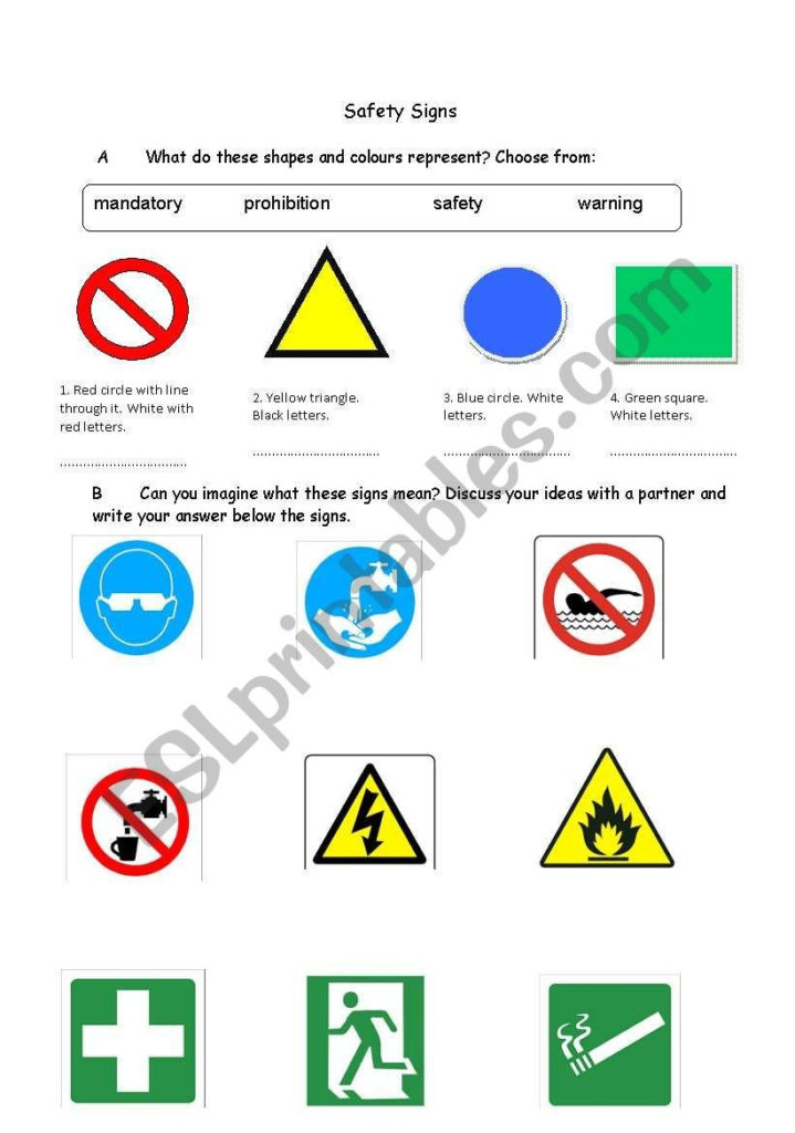 Safety Signs Worksheets — excelguider.com