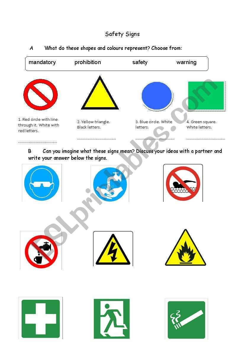 Safety Signs  Esl Worksheetstarryargenta And Safety Signs Worksheets
