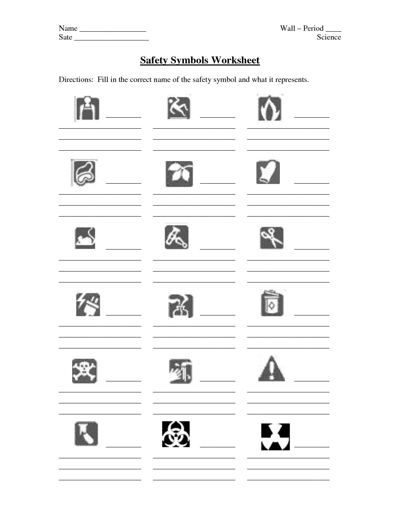 Safety Symbols Worksheet  Yooob Also Lab Safety Symbols Worksheet Answer Key