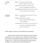 Sample Analysis – Page One On The Analyzing Data Worksheet And Analyzing Data Worksheet Science