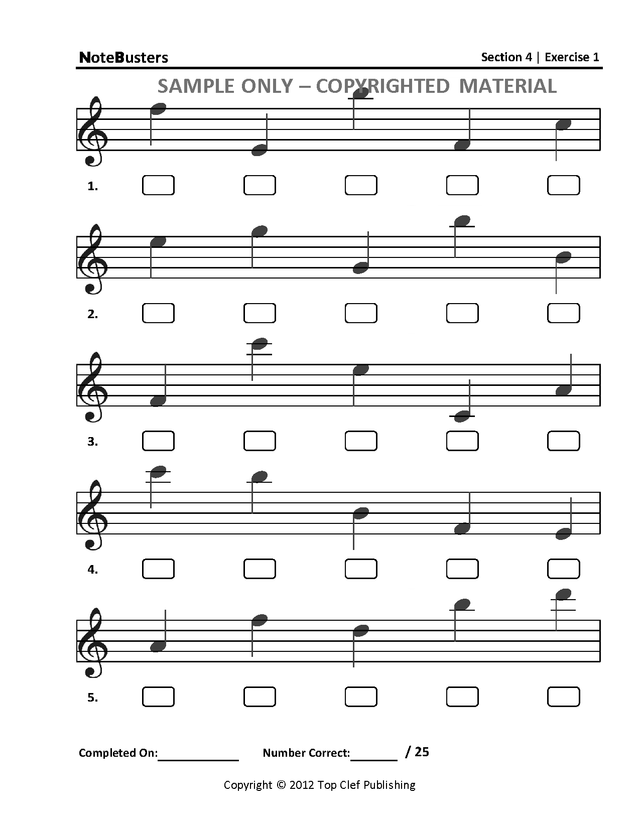 Sample Exercises  Notebusters Note Reading Music Workbook Intended For Note Reading Worksheets