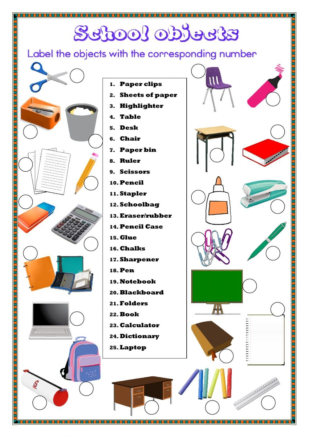School Objects Interactive Worksheets Intended For Classroom Objects In Spanish Worksheet Free