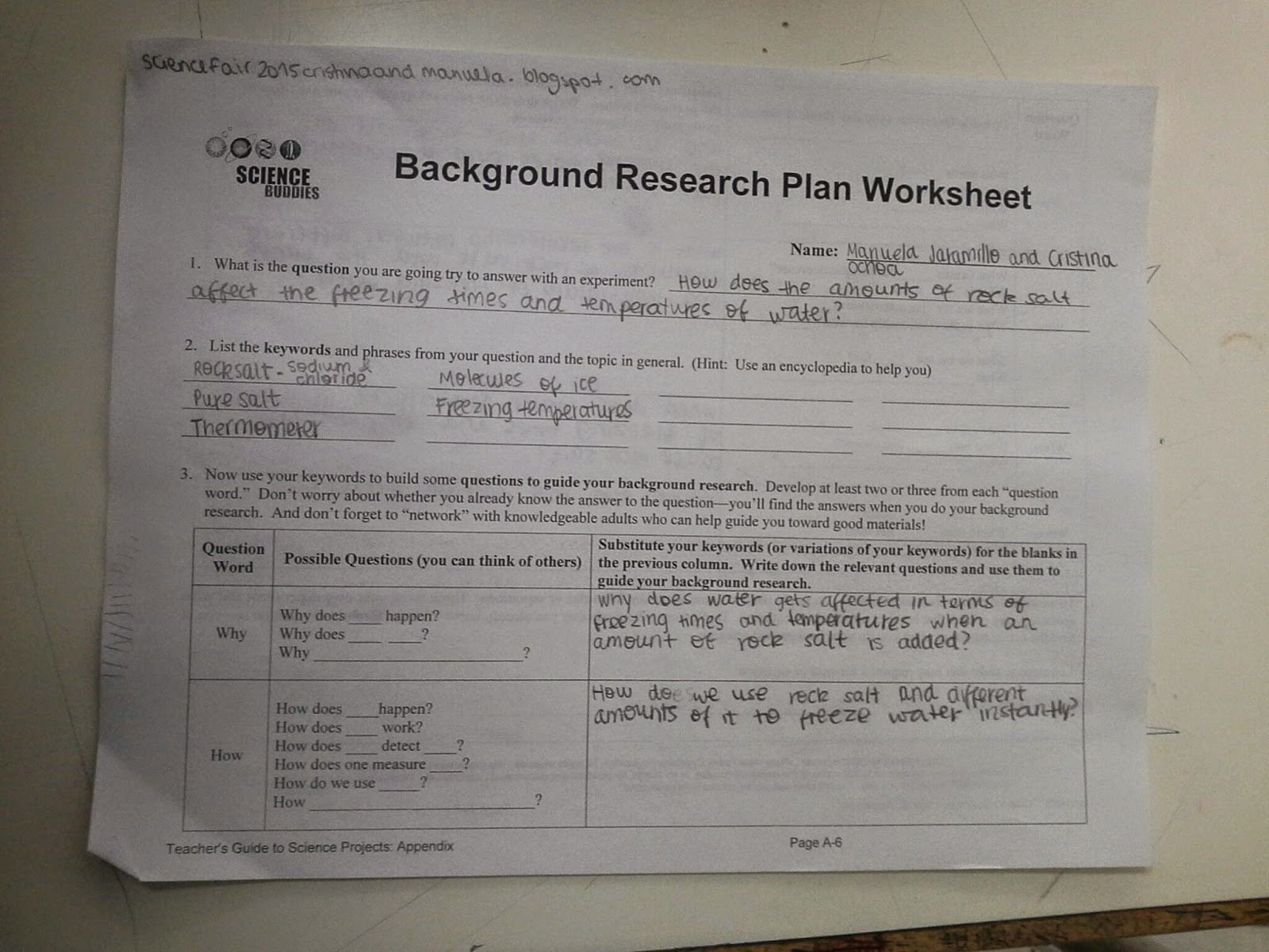 Science Fair 2015 Cristina And Manuela 63 Background Research For Background Research Plan Worksheet