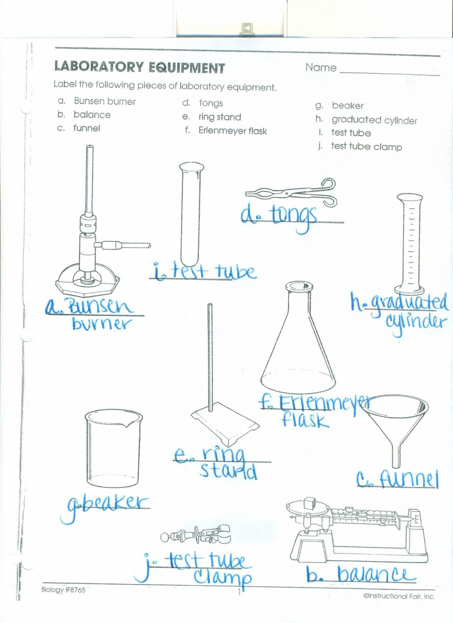 Science Lab Safety Worksheet  Briefencounters As Well As Laboratory Apparatus Worksheet