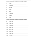 Scientific Notation Worksheet In Scientific Notation And Standard Notation Worksheet Answers
