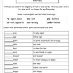 Second Grade Prefixes Worksheets Together With Greek And Latin Roots Worksheet Pdf