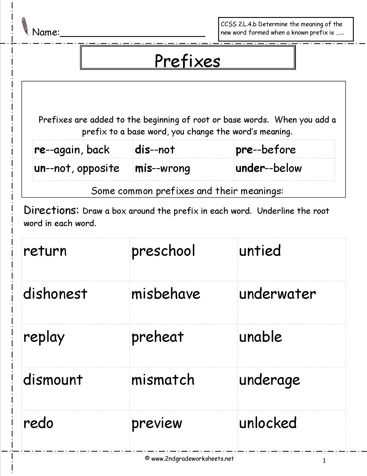Second Grade Prefixes Worksheets Together With Prefix Worksheets 3Rd Grade