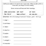Second Grade Prefixes Worksheets Within Suffixes Worksheets Pdf