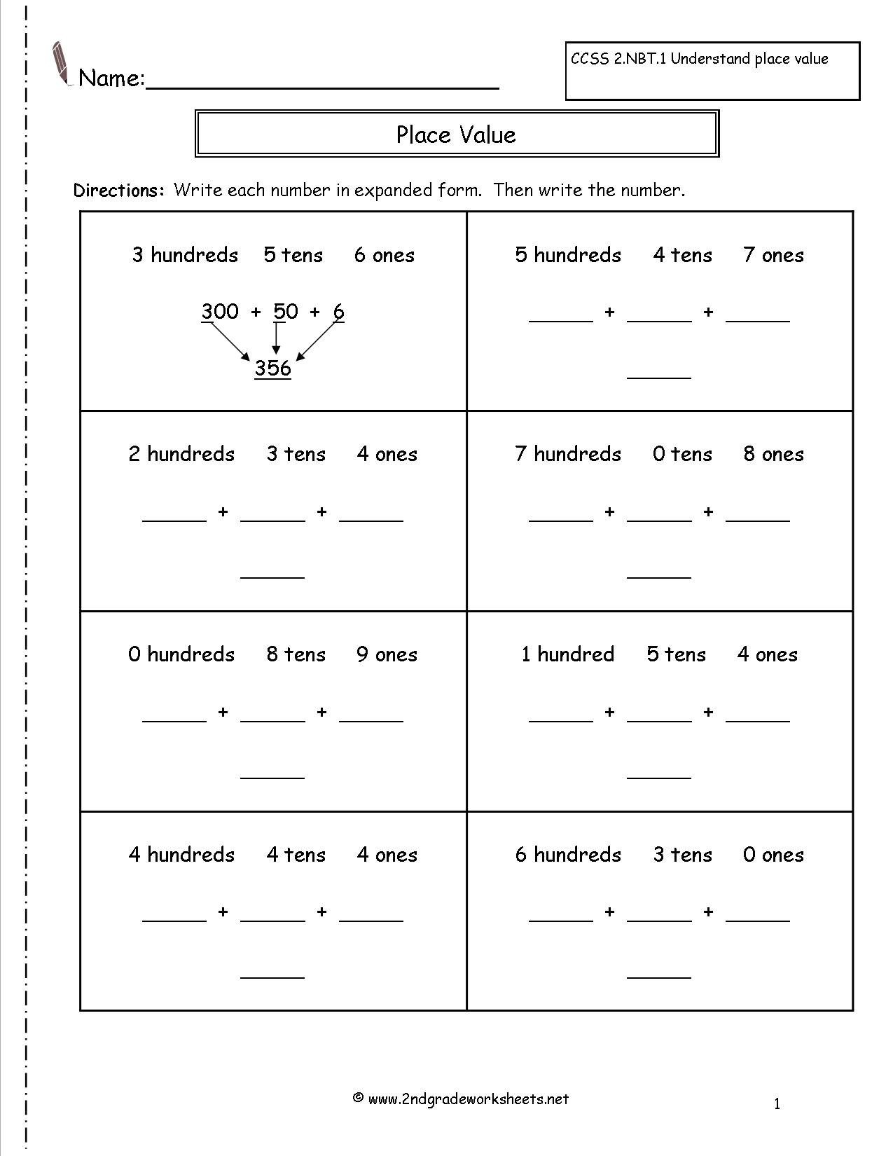 Second Grade Reading And Writing Numbers To 1000 Worksheets Throughout 2Nd Grade Writing Worksheets