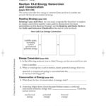 Section 152 Energy Conversion And Conservation Worksheet Answers And Energy Conversion Worksheet
