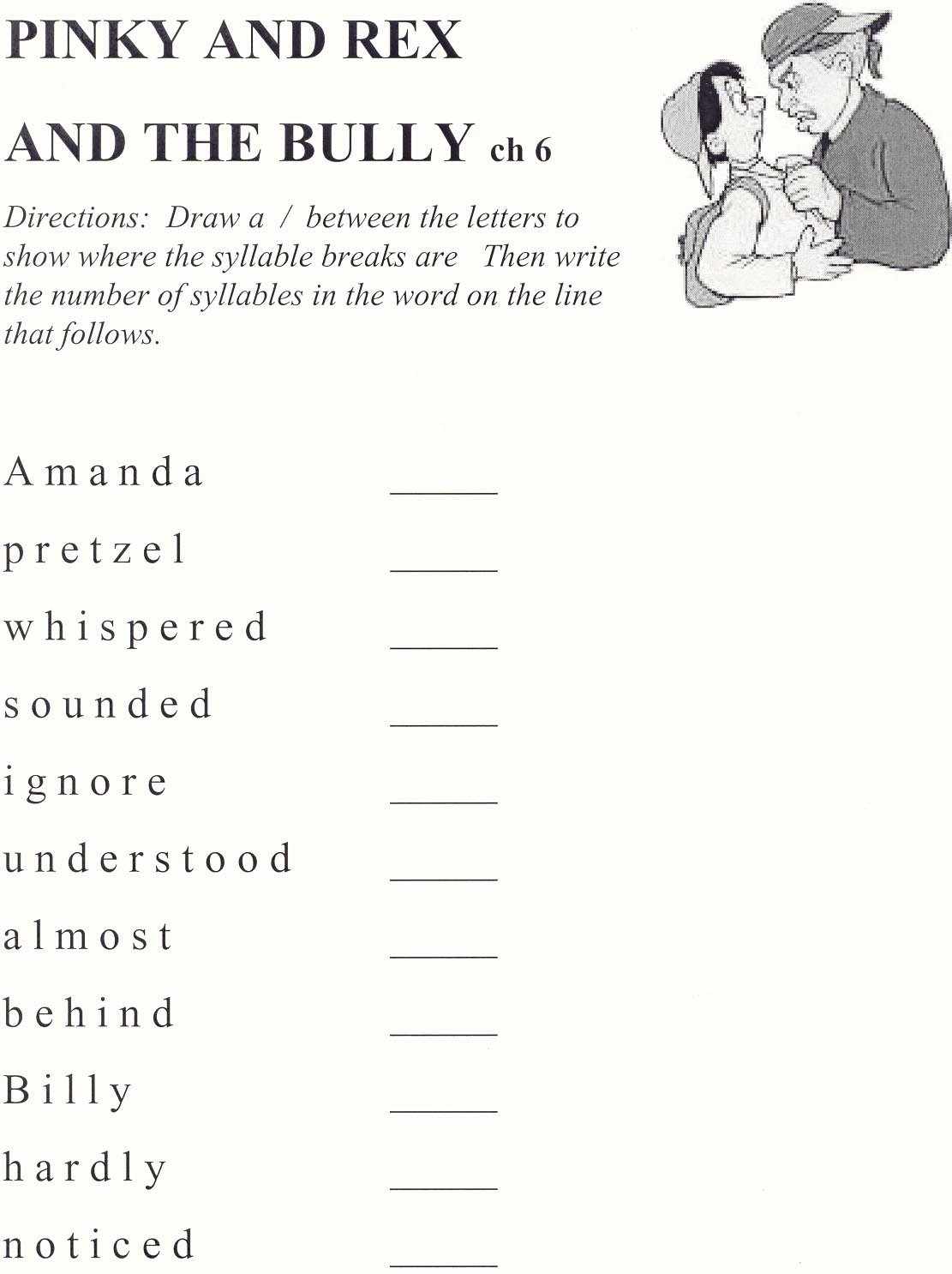 Seneca Ccsd 170  Pinky And Rex And The Bully Worksheets Intended For Bullying Worksheets For Kindergarten