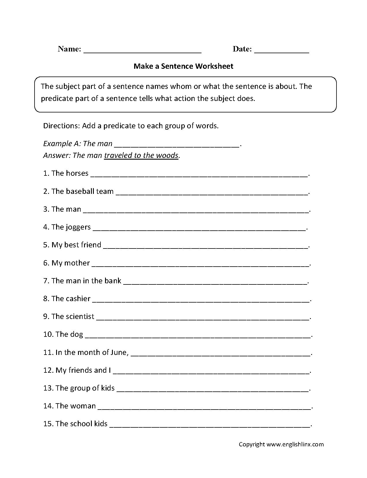 Sentence Structure Worksheets  Sentence Building Worksheets With Regard To Sentence Building Worksheets For Kindergarten